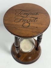 TEMPUS FUGIT ONE HOUR SAND HOUR GLASS, 9" TALL 6" Wide