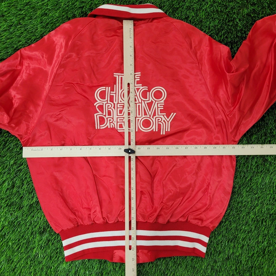 Chaqueta Bomber Chicago Directory Club Vintage Años 80 M 22x24 Roja Foto 4 de 4