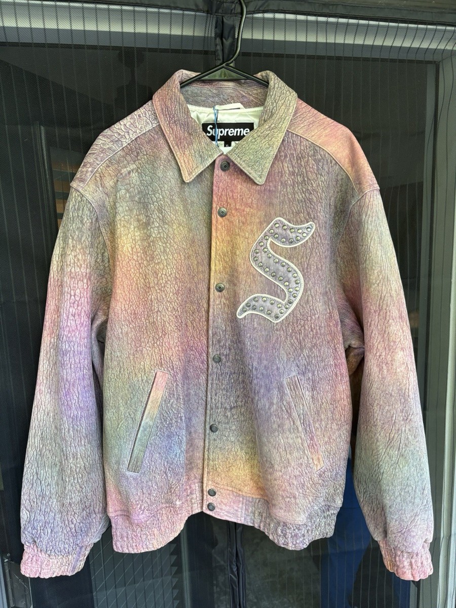 Supreme Pebbled Leather Varsity Jacket - Size XL - Perfect