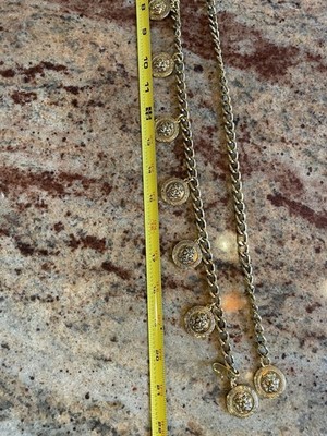 Versace Gold Chain Belt with Dangling Medallion Charms Versace Chain Gold Belt With Hanging Medusa Head Charms | eBay main image 4