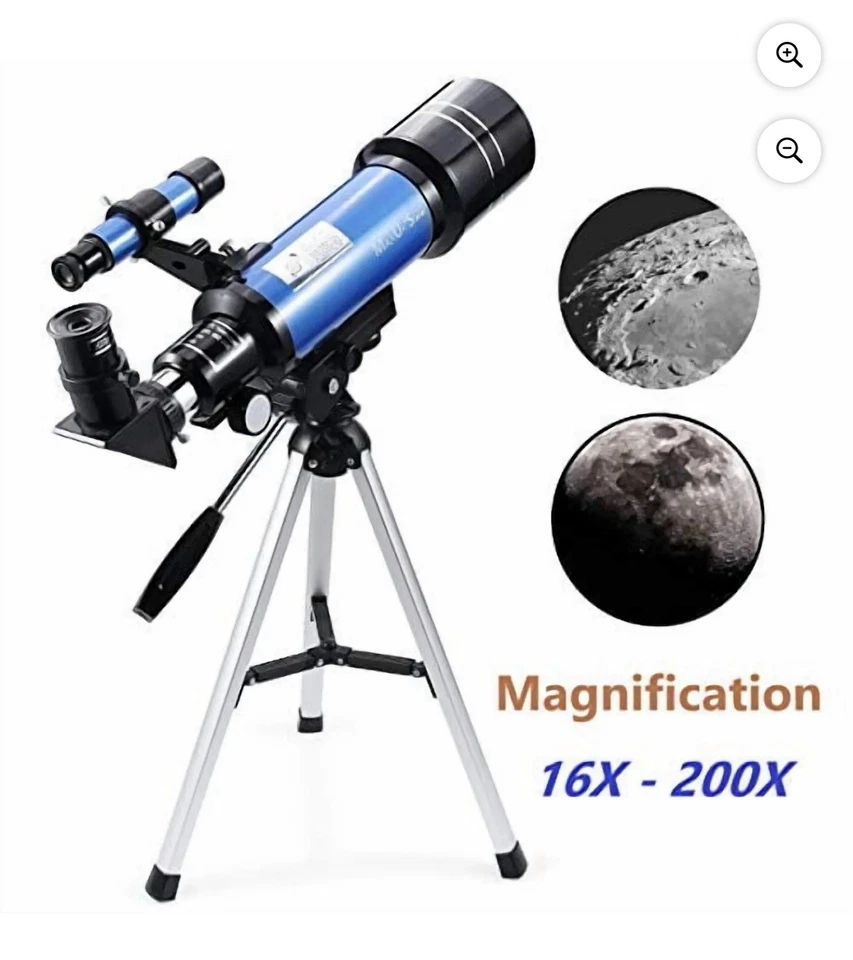 MaxUSee F400X70MM Kids Refractor Telescope Aluminum Tripod 1.25" Moon Filter  - Image 2 of 4