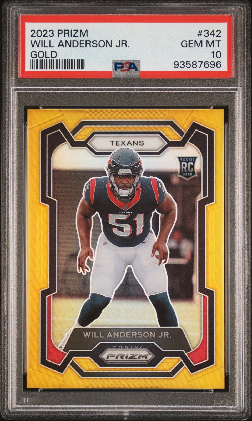 2023 Panini Prizm Will Anderson Jr. Gold /10 #342 RC PSA 10