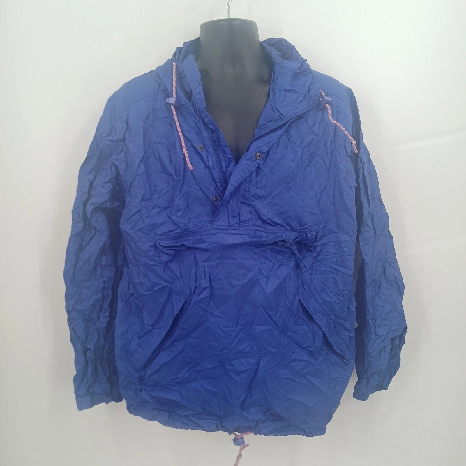 Eddie Bauer Vintage Packable Anorak Windbreaker Mens Large Blue Gorpcore