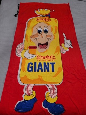 BRAND NEW Employee Gift Schwebels Bakery Bread Mascot Beach Towel In a Bag