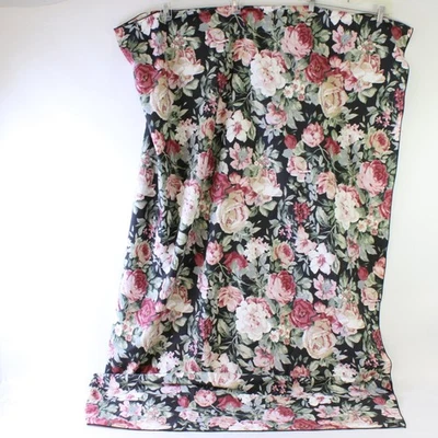 Nappe Rectangulaire En Tissu Noire Motif Rose Floral 50" x 70" - Photo 1/4