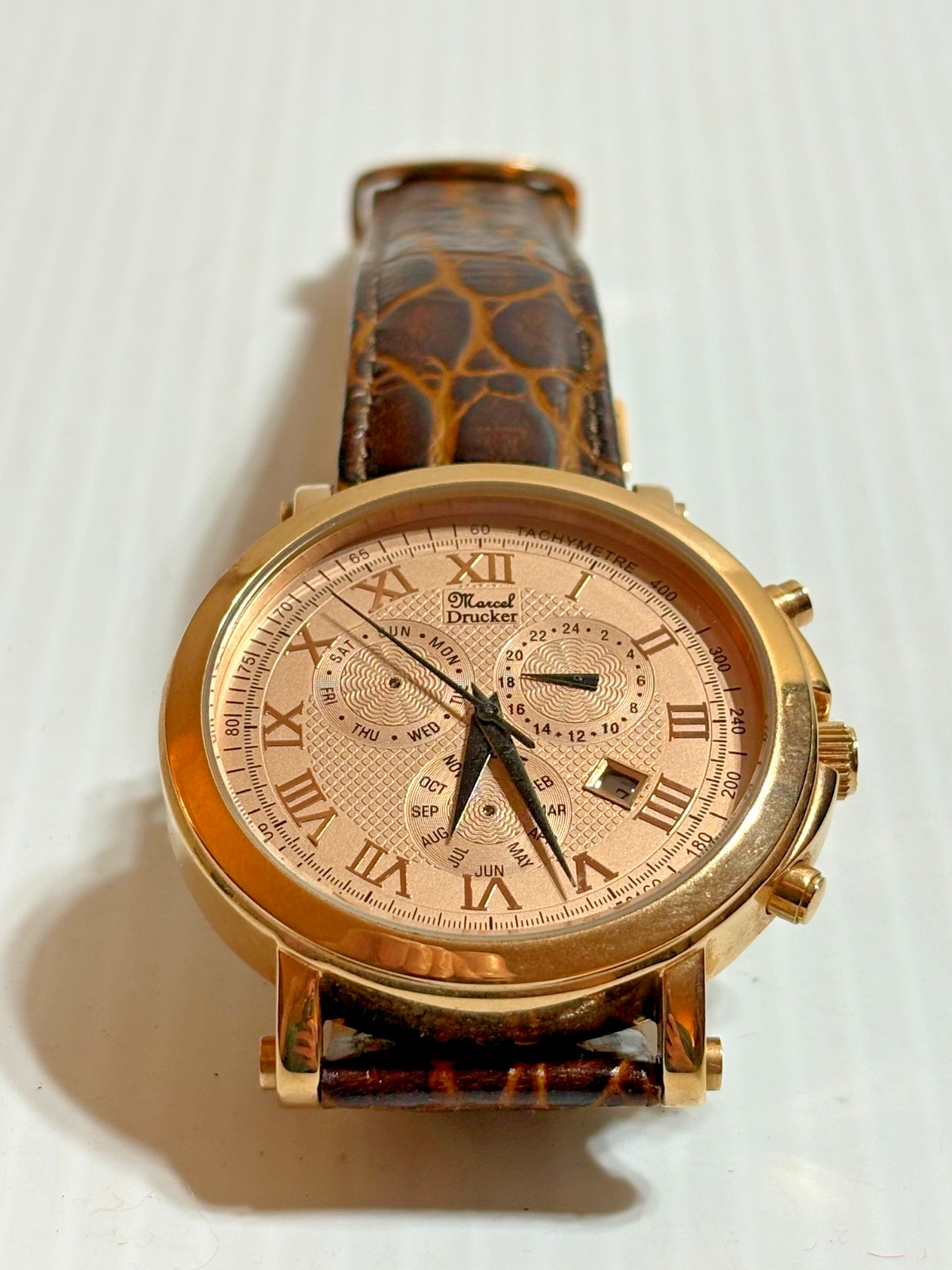 Marcel Drucker Tortoiseshell Leather Wristwatch W… - image 3