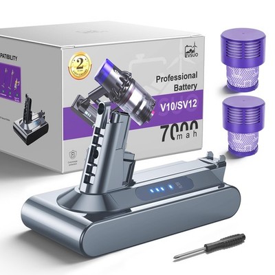 EVSUO 7000mAh V10 Battery for Dyson Animal Absolute Fluffy SV12 Cordless Vacuum
