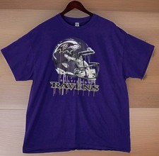 Baltimore Ravens Football Gildan Short Sleeve Shirt Purple Paint Drip Helmet XL 