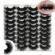 Mink Lashes Wispy 20mm 3D Volume Full Dramatic Faux Mink D Curl Strip Lashes Tha