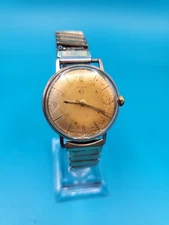 1950s Elgin US Mens Gold Tone  35mm Wind Up Watch Expansion Bracelet -Works