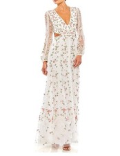 NWT Mac Duggal 70159 Cutout Waist Lace-Up Back Dress Gown Prom Size 2