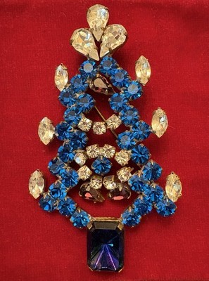 RARE! Vintage Bijoux Czech Christmas Tree Brooch