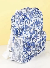 Crazy Cat Lady Backpack Blue White Floral Cats 