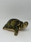 Vintage 1930's Brush McCoy Pottery  5” Long Pottery Green & Tan Spackle Turtle.