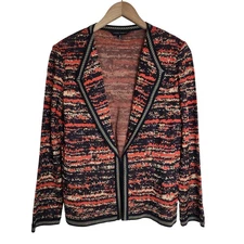 Ming Wang Sweater Jacket Women's Medium Cardigan Office Shoulder Pads Black