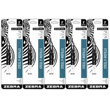 Zebra Pen F Series 0.7mm Black Ink Cartridge Refills 10 Pack Fine Point