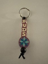 Buds Beaded Keychain Key Ring Blue Accents