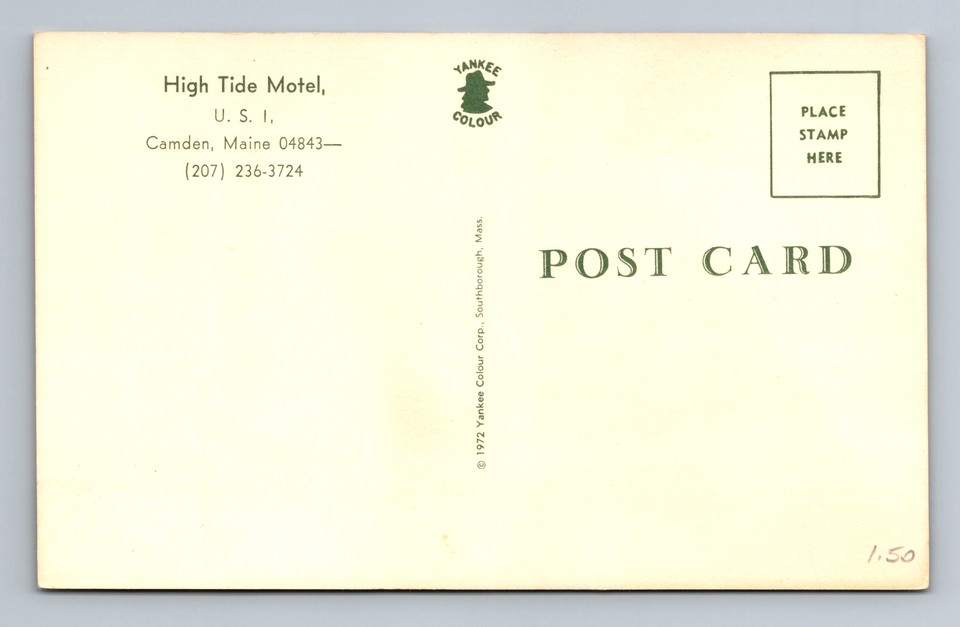 Camden ME Maine High Tide Motel U S 1 Advertising Vintage Postcard camden-me-maine-high-tide-motel-u-s-1-advertising-vintage-postcard