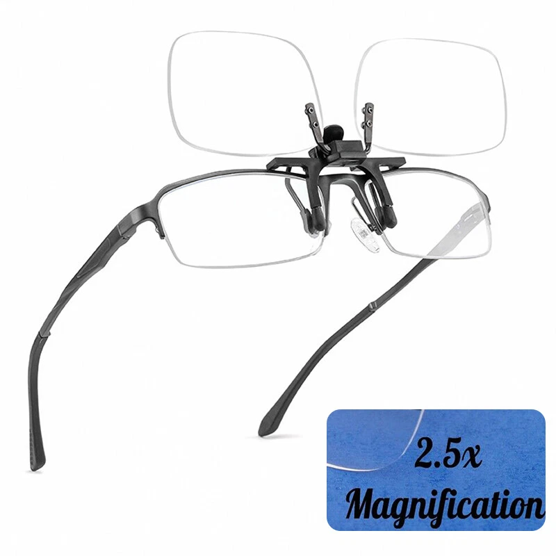 New Clip On Flip Up Magnifying Glasses Spectacles 2.5x Magnification A US5