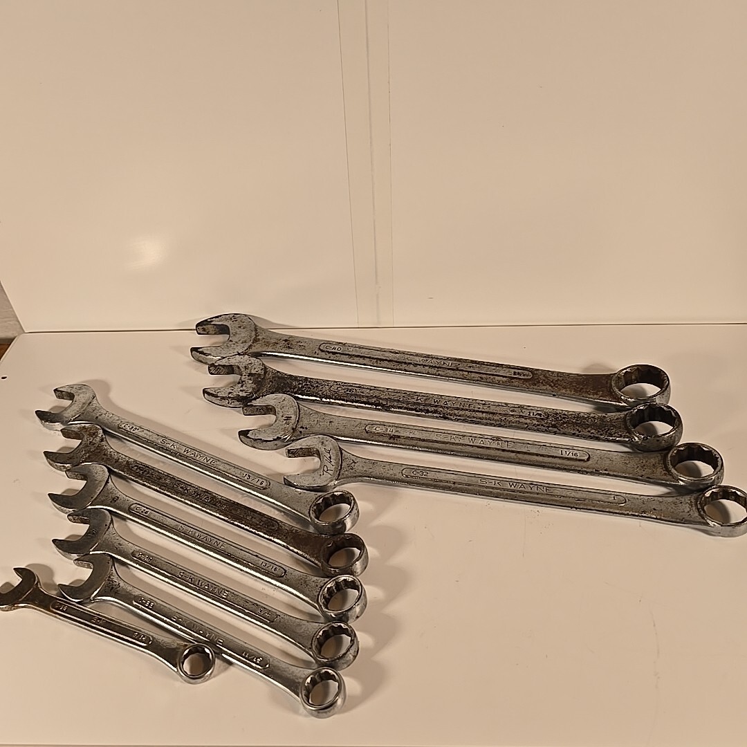 Vintage SK Wayne Tools 11 Piece USA Combination Wrench Set