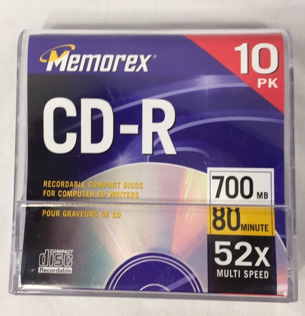 Memorex CD-R 10 Pack with Protective Sleeves 52x 700mb 80min Blank ...