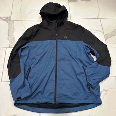 Gerry 2XL Rain Jacket/ Windbreaker  Black /Blue Hooded GC