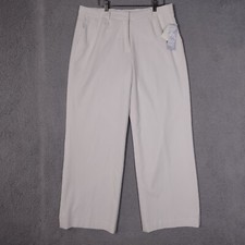 Coldwater Creek Pants Women's 14 Ivory Willow Natural Waist Wide Leg Trouser NWT