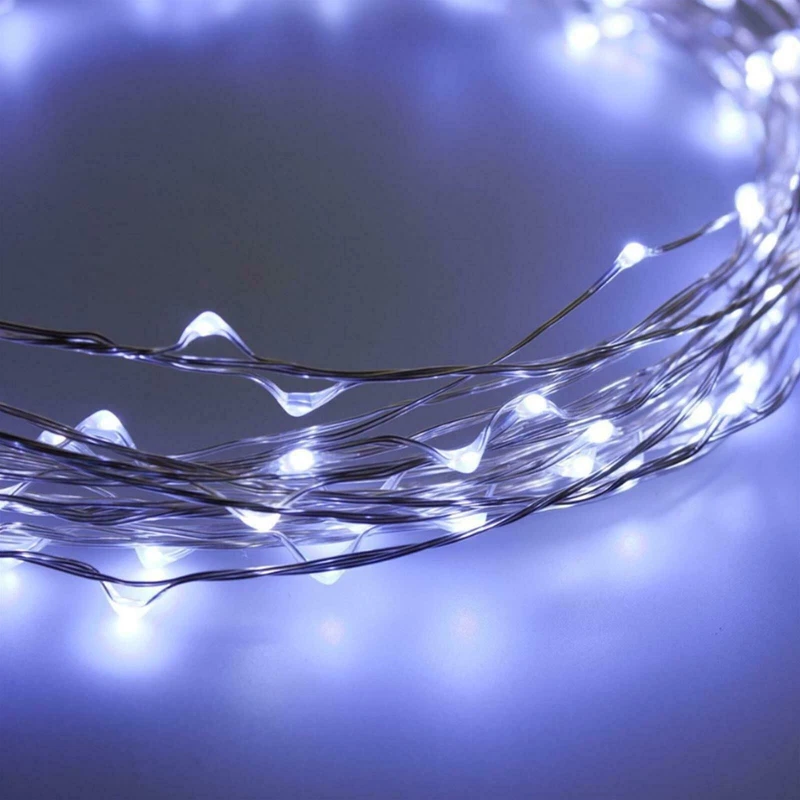 Luci Natale LUCE FREDDA Catena 96 LED WATERPROOF IMPERMEABILE a Batteria e Timer, fotografia 9 di 9