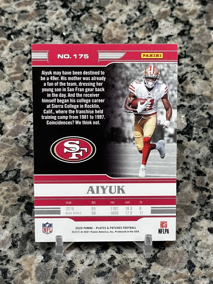 2020 Panini Plates & Patches Rookies Blue /60 Brandon Aiyuk #175 Rookie 🔥  - Image 2 of 2