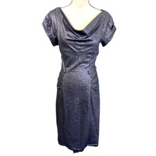 AUTHENTIC DIANE VON FURSTENBERG Black Ellen Marie Metallic Night Out Dress. 8.