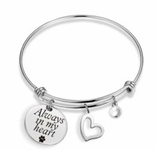 EIGSO Pet Memorial Bracelet Always in My Heart Jewelry Paw Print Bracelet