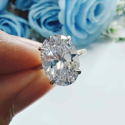 4Ct Simulated Diamond Solitaire Engagement Ring Solid 14K White Gold Plated