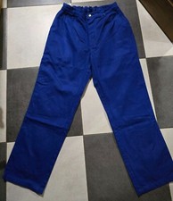 Vintage 90s Men Blue SANFOR French Workwear Pants Elastic waist Siz-50 W-35 L-30