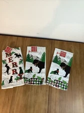 NWT Kay Dee Designs Holiday Cat/Dog & Dual Purpose Kitchen Towels, Set Of 3