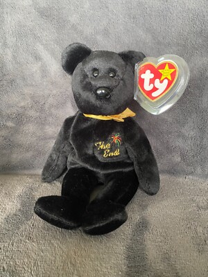 Rare Ty Original Beanie Baby 1999 THE END Bear With Errors Mistakes Spelling