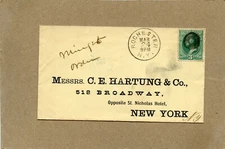 ROCHESTER, NEW YORK TO C. E. HARTUNG & CO., NEW YORK - MARCH 1880 / LETTER ENCL.