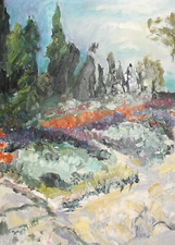 Expressionist oil painting landscape signed