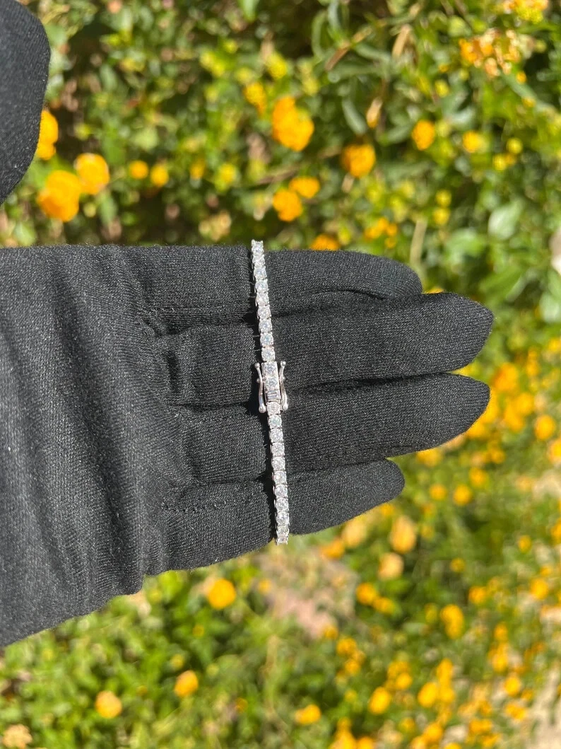 VALENTINO Bracciale Donna Regalo Fatto a Mano 3mm Argento Sterling 925 Moissanite Tennis