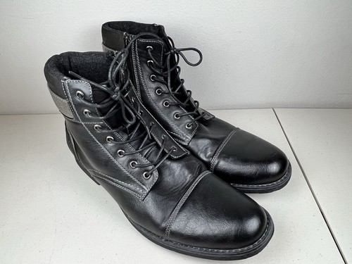 Steve Madden Mens Tegan Lace Up Cap Toe Ankle Boot Black Mens 11.5 EUC - Picture 2 of 22