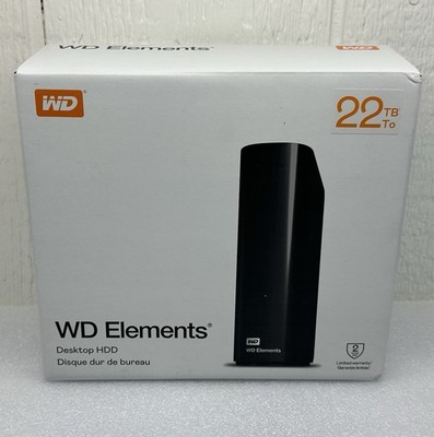 WD Elements 22TB USB 3.0 Desktop External Hard Drive WDBWLG0220HBK-NESN - NEW