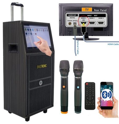 Professional Karaoke System 1000W Powered 12'' Bluetooth Speakers & Mics