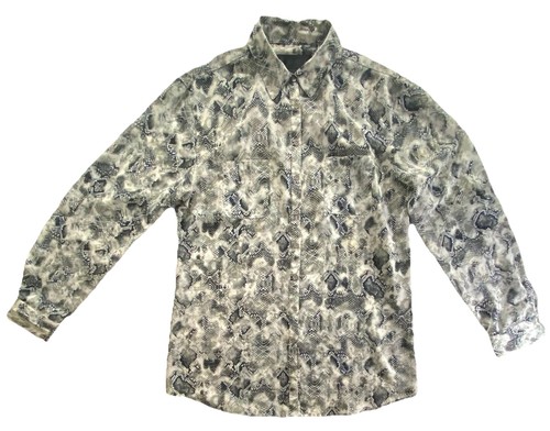 Kardashian Kollection Snakeskin Print Button Up Blouse Womens L
