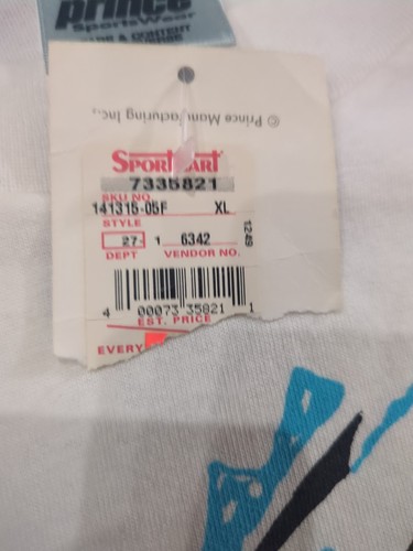 Camiseta Tenis Prince Vintage Años 90 Multicolor Puntada Única Nueva Con Etiquetas Hecha en EE. UU. Leer - Imagen 7 de 15