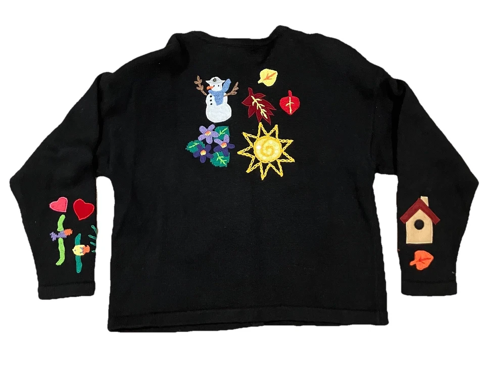 Vintage All Holidays/Seasons Mashup Ugly Sweater Cardigan Sz. L Designer Options - Image 2 of 4