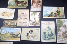 🐾 Antique Dog Advertising Trade Cards Lot Victorian Lithographs Ephemera U Pick