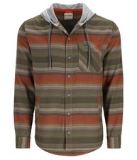 Simms M's Santee Flannel Hoody -L- Clay/Cork Stripe - Sale & Free US Shipping
