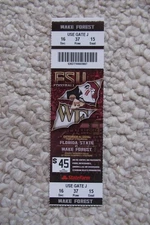 1 FLORIDA STATE SEMINOLES VS WAKE FOREST DEMON DEACONS 10/4/2014 FULL TICKET