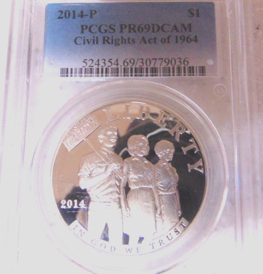 2014 P Civil Right Act  Commemorative Silver Proof  PCGS PR69DCAM - Image 2 of 4