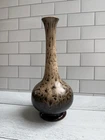 Vintage 10” Royal Haeger USA Brown and Cream Pottery Bud Vase