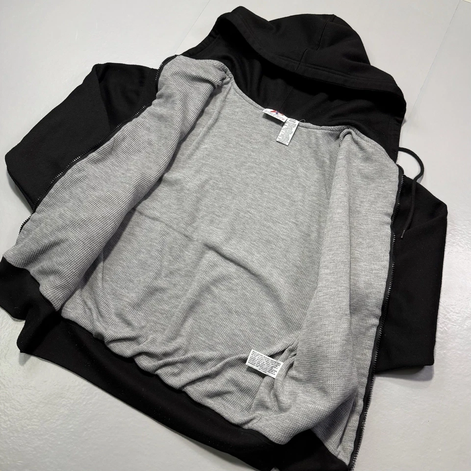 Винтажная толстовка с капюшоном 80-х Athletech Thermal размер средний черная серая на молнии - Изображение 2 из 4